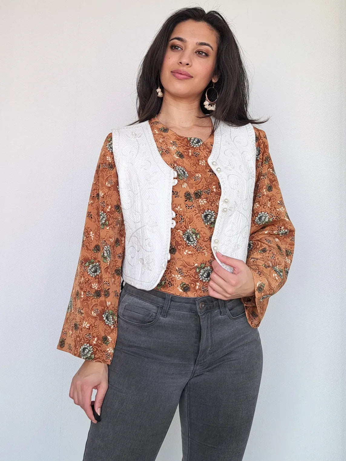 wit vintage gilet