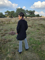 Zwarte vintage mantel van wol en kasjmier | S