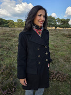 Zwarte vintage mantel van wol en kasjmier | S