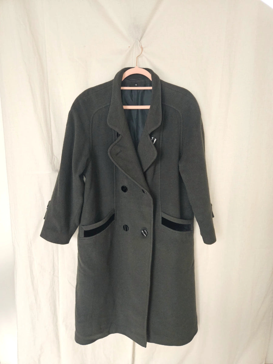 Wollen vintage mantel legergroen | L/XL