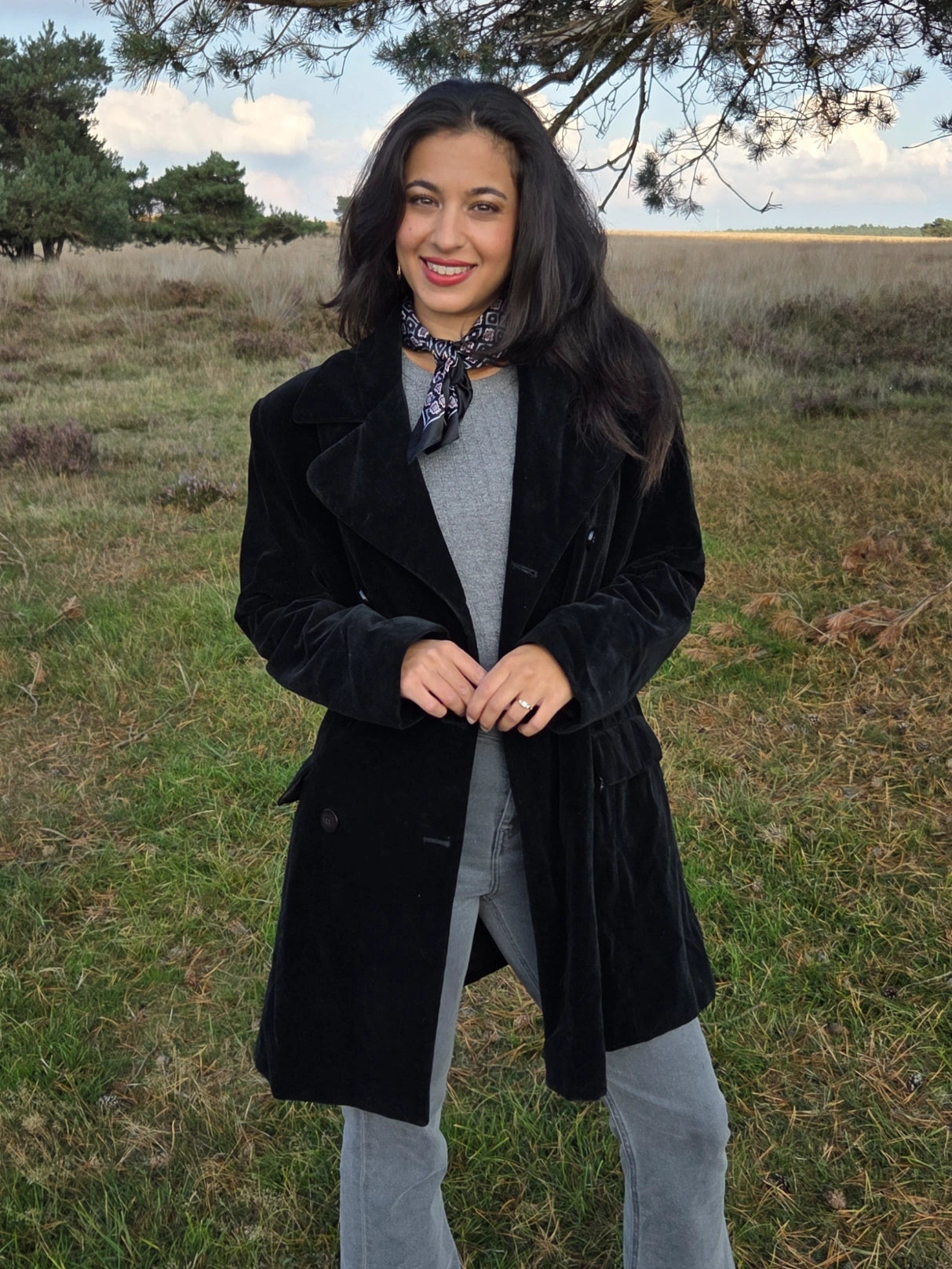 Fluwelen vintage mantel van katoen | S