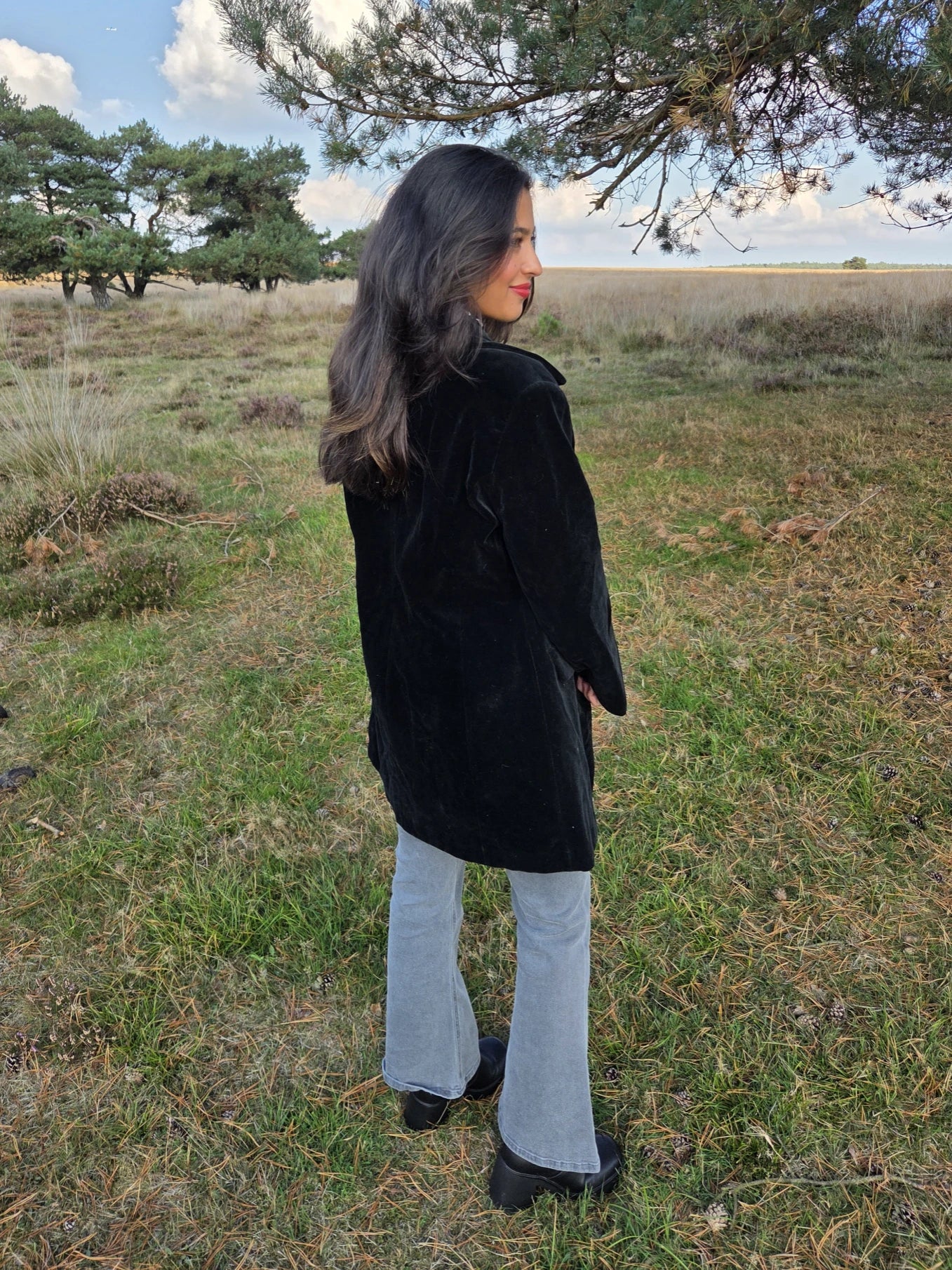 Fluwelen vintage mantel van katoen | S