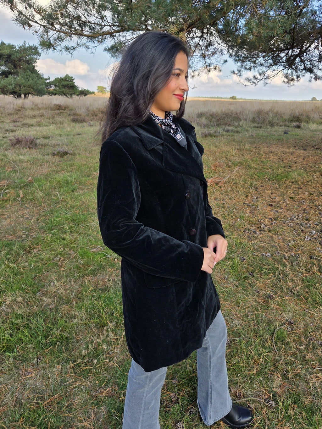 Fluwelen vintage mantel van katoen | S