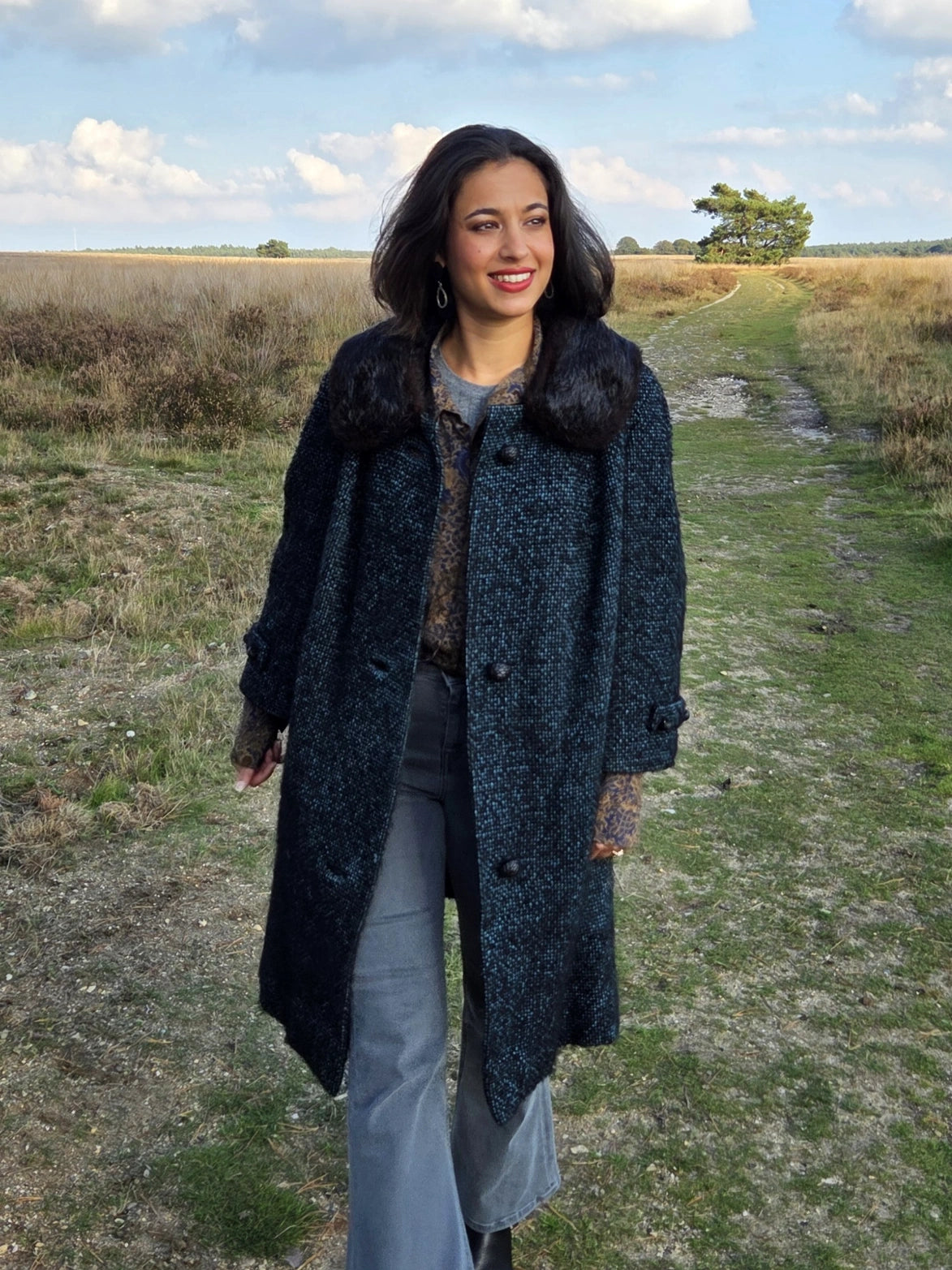 Jaren 50 bouclé vintage mantel | M