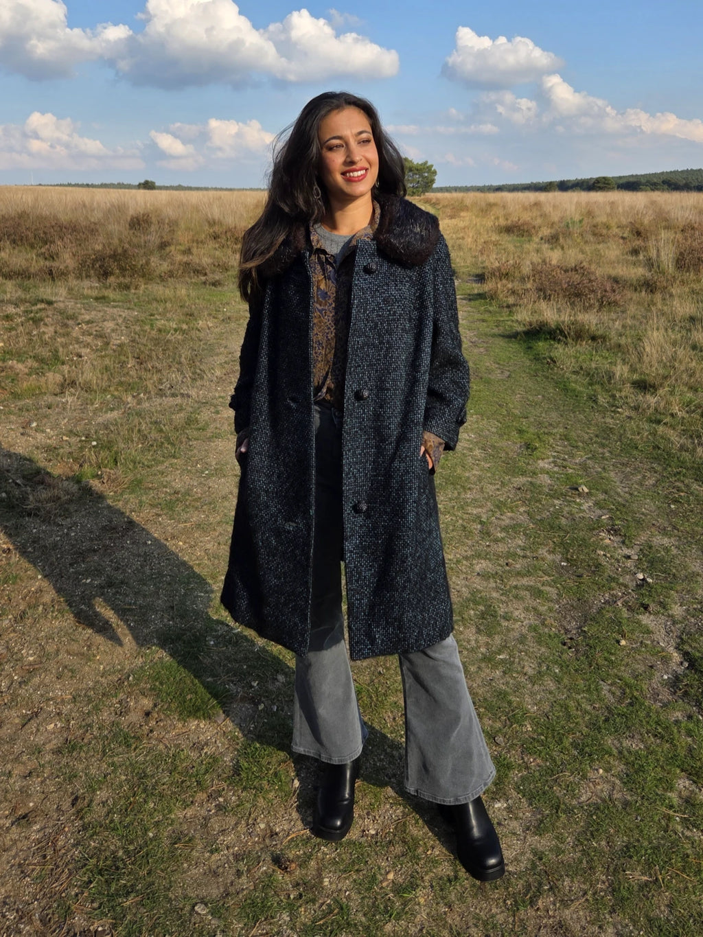 Jaren 50 bouclé vintage mantel | M