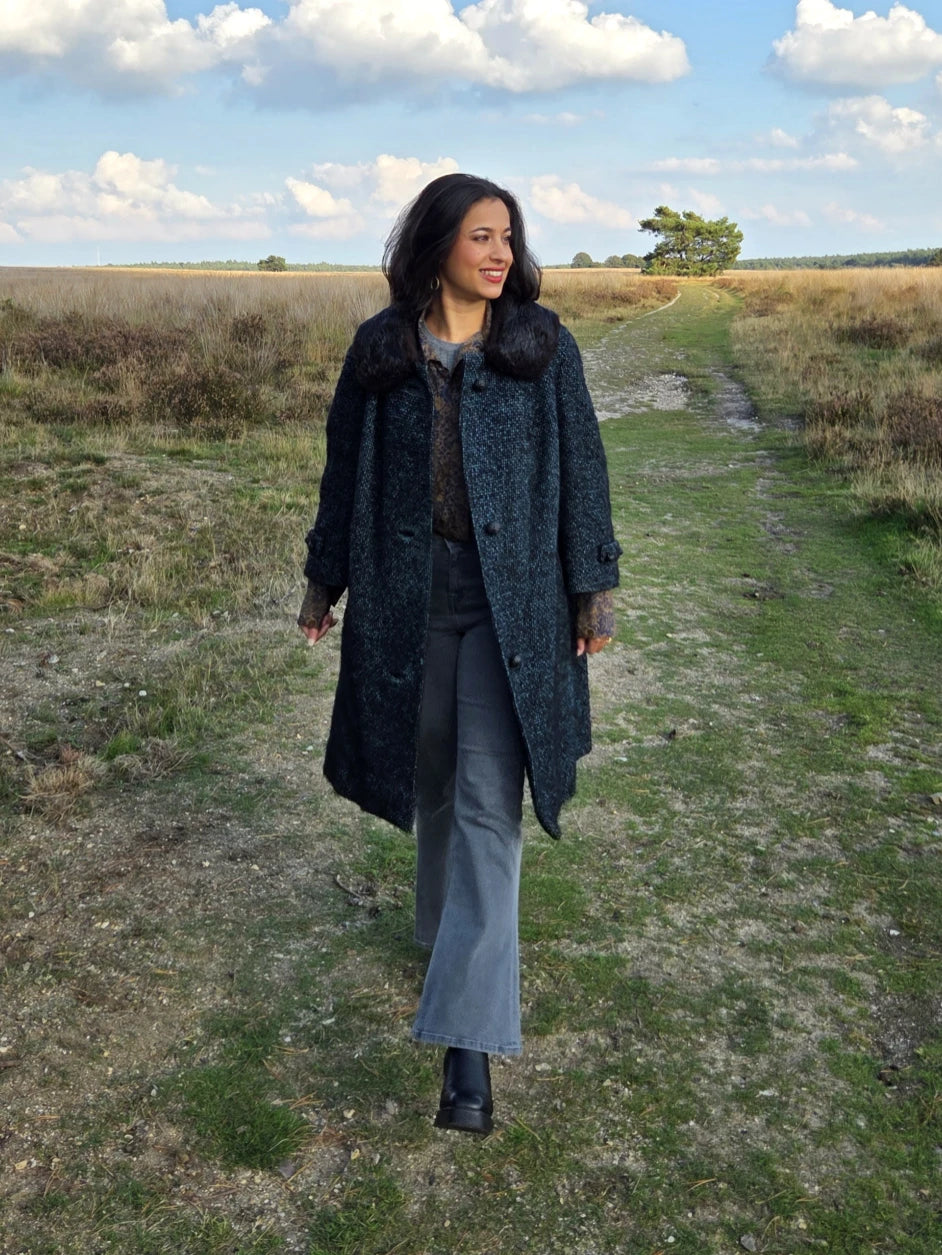 Jaren 50 bouclé vintage mantel | M