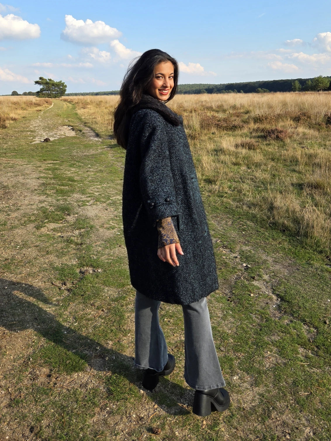 Jaren 50 bouclé vintage mantel | M