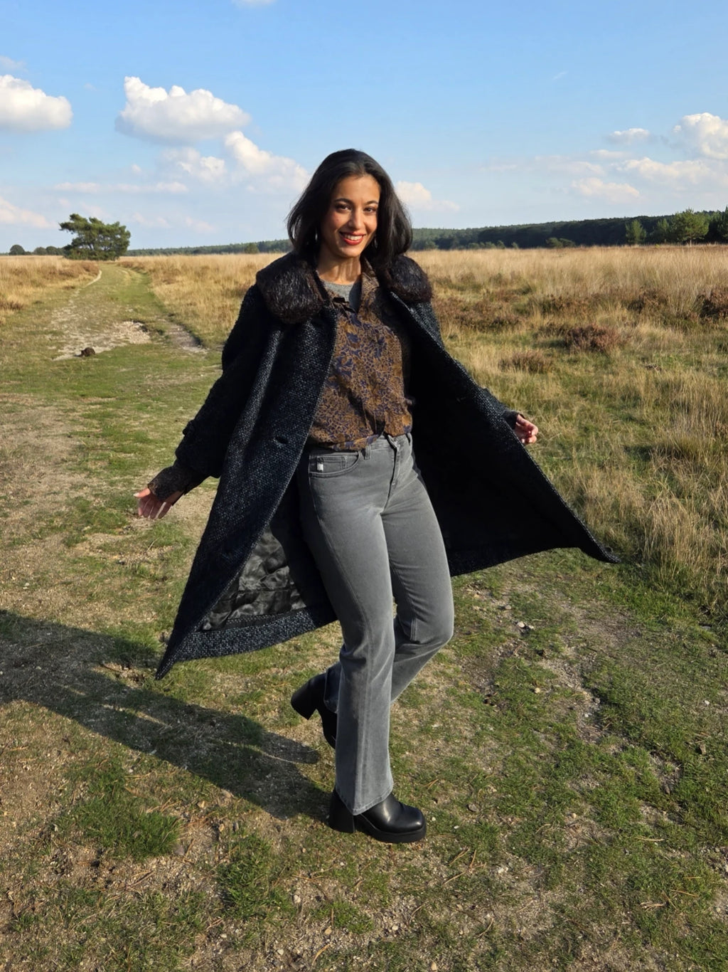 Jaren 50 bouclé vintage mantel | M