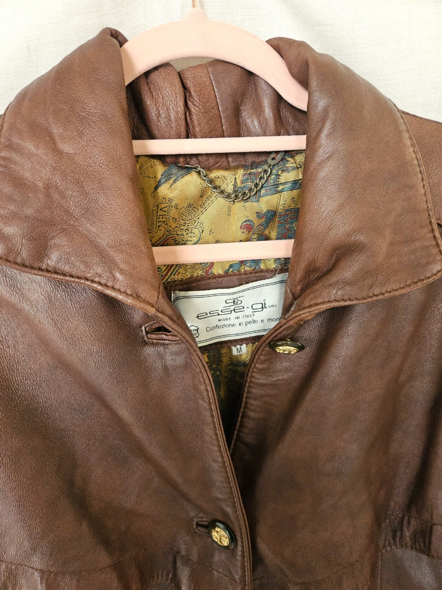 Leren vintage jas bruin | M