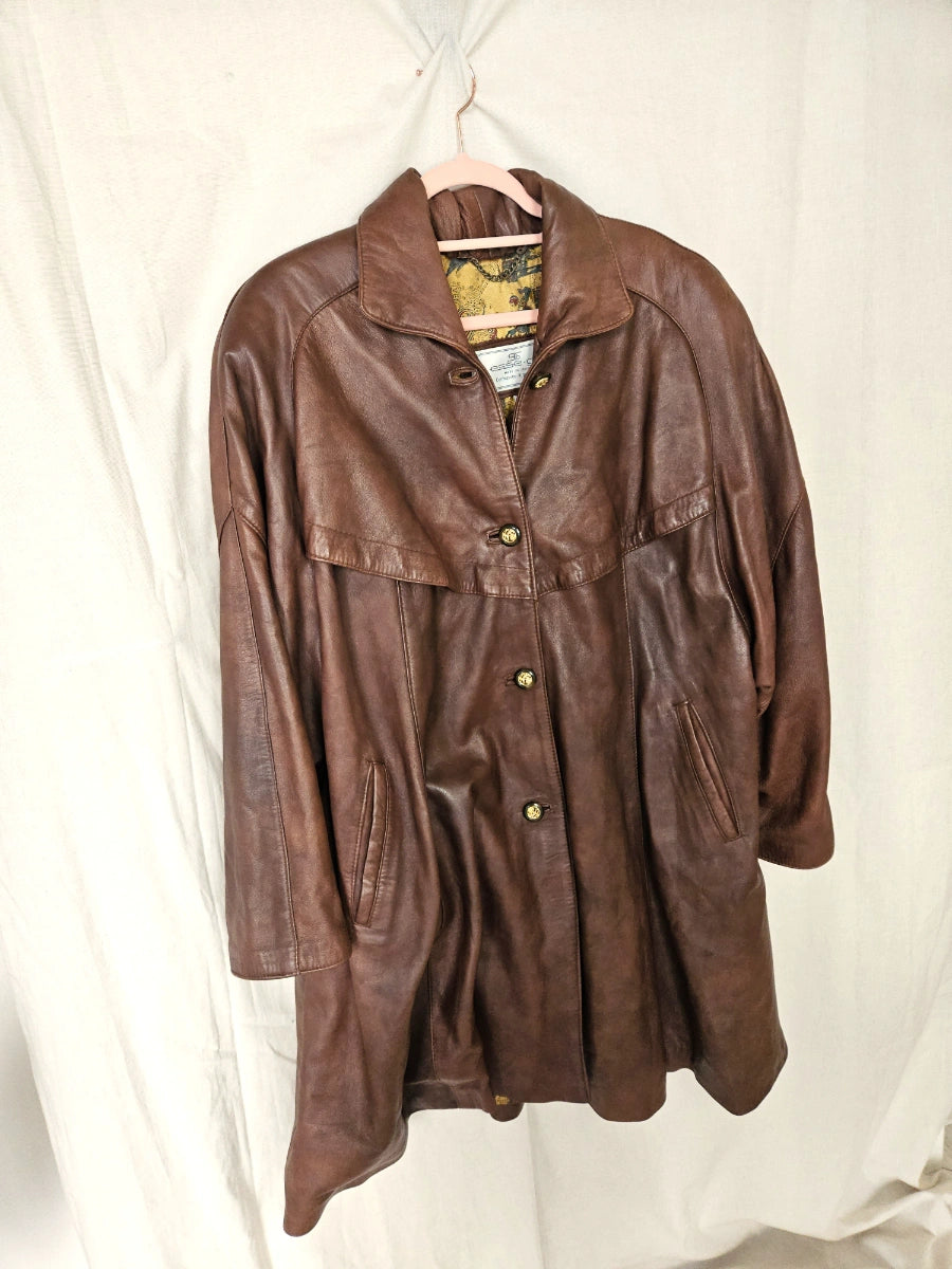 Leren vintage jas bruin | M