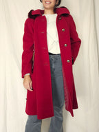 Wollen vintage mantel met capuchon | XL