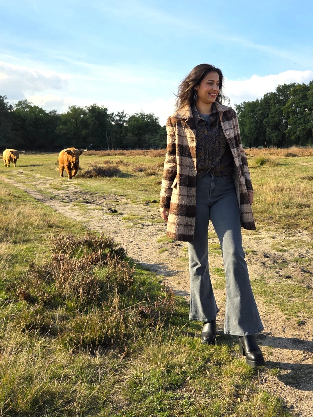 Bruine vintage mantel van wol | XS/S