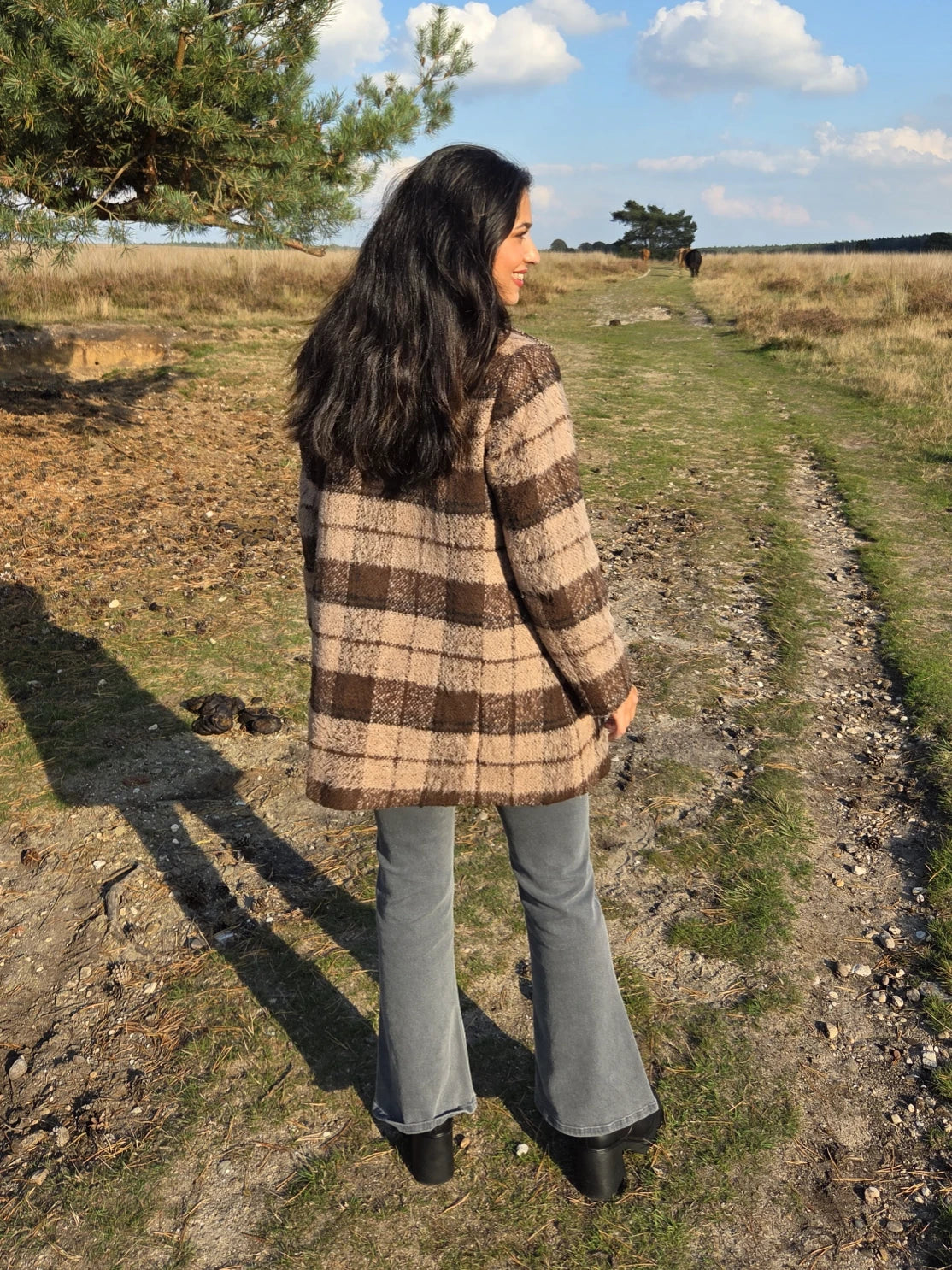 Bruine vintage mantel van wol | XS/S