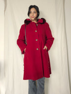 Wollen vintage mantel met capuchon | XL