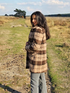 Bruine vintage mantel van wol | XS/S