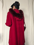 Wollen vintage mantel met capuchon | XL