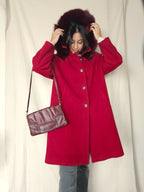 Wollen vintage mantel met capuchon | XL