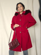 Wollen vintage mantel met capuchon | XL