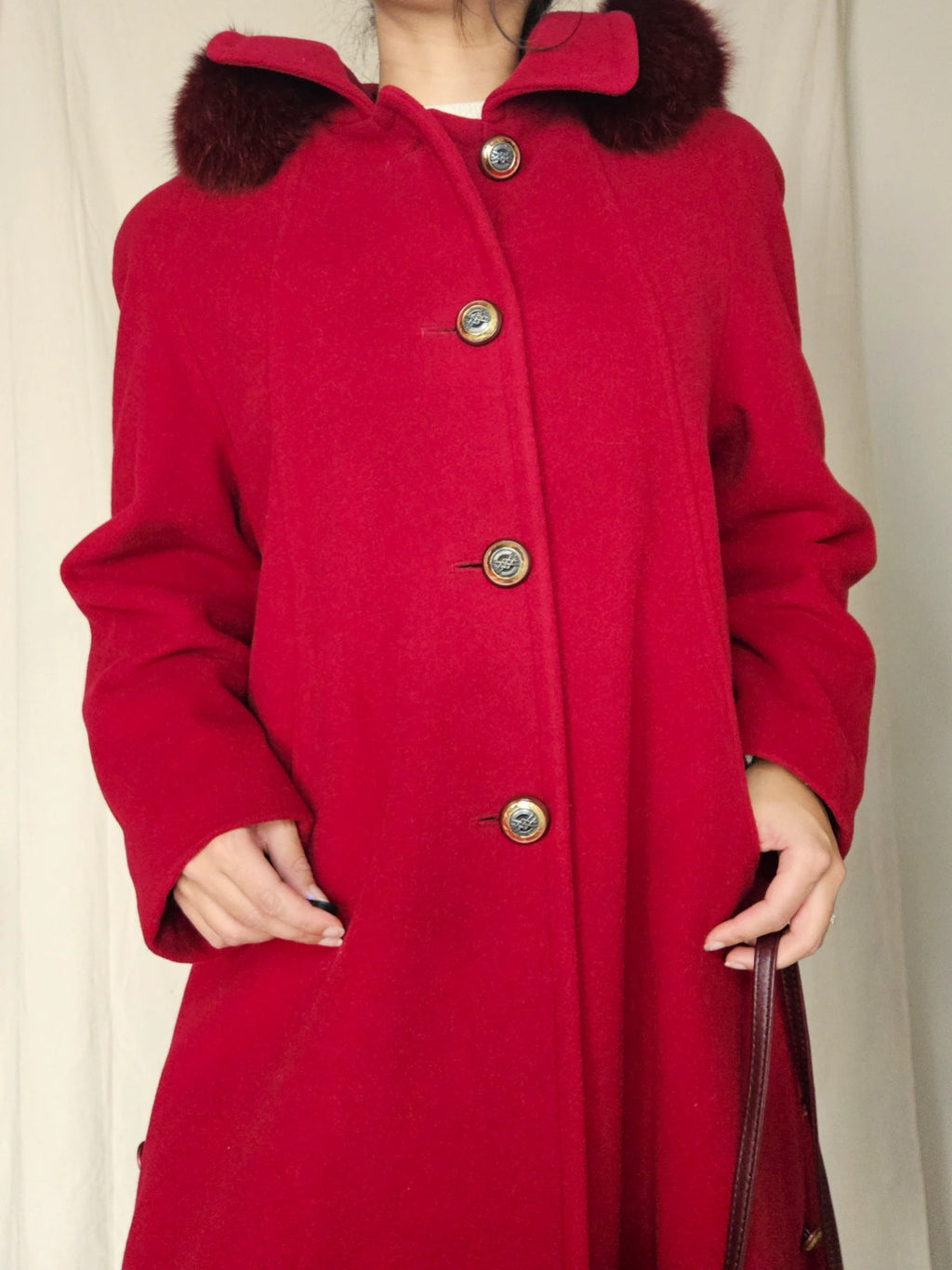 Wollen vintage mantel met capuchon | XL