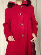 Wollen vintage mantel met capuchon | XL