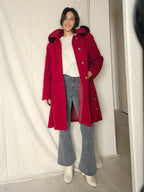 Wollen vintage mantel met capuchon | XL