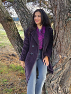 Donkerpaarse vintage mantel van wol en kasjmier | M