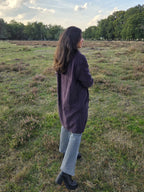 Donkerpaarse vintage mantel van wol en kasjmier | M