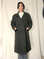Wollen vintage mantel legergroen | L/XL