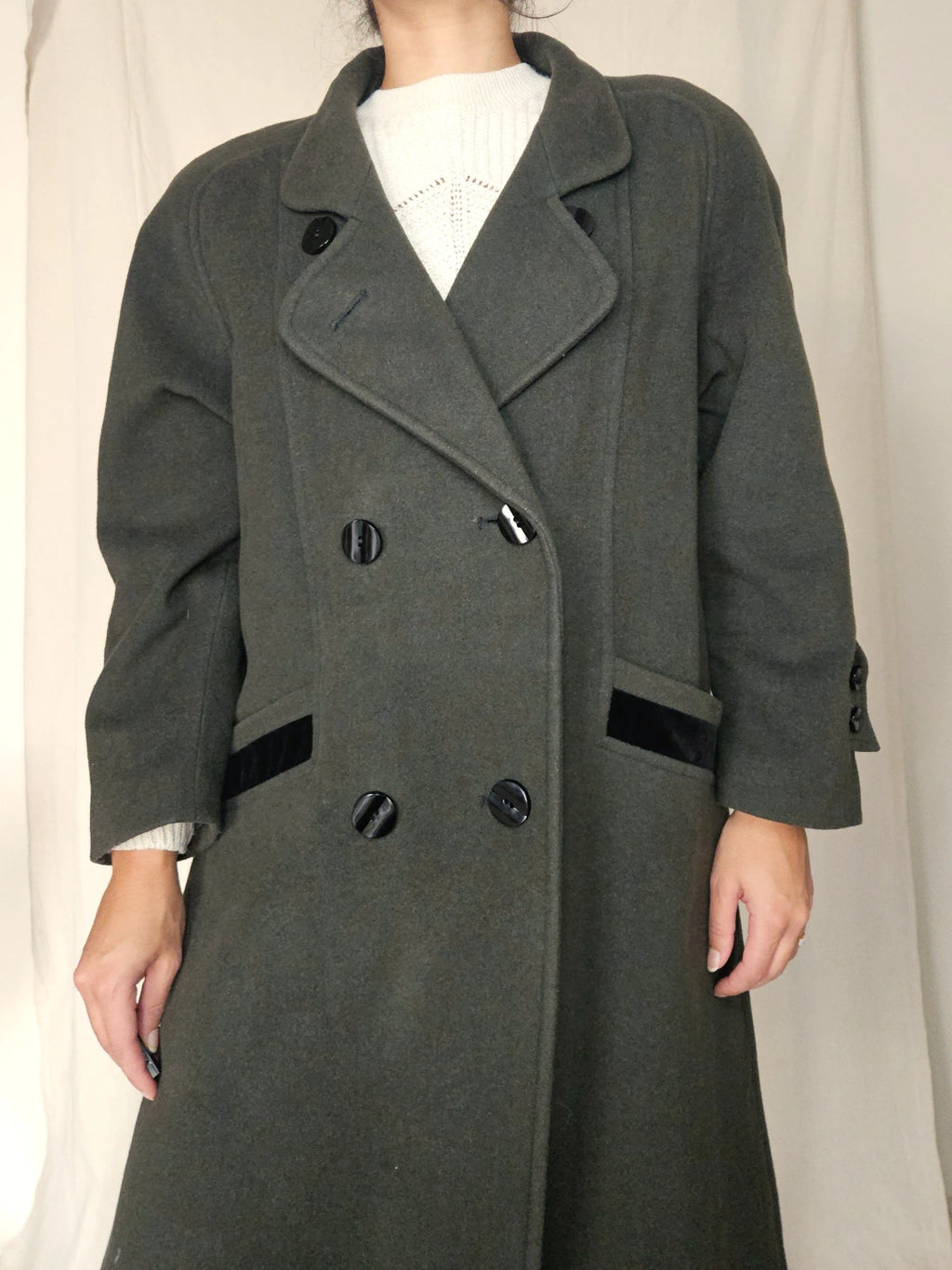Wollen vintage mantel legergroen | L/XL