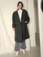 Wollen vintage mantel legergroen | L/XL