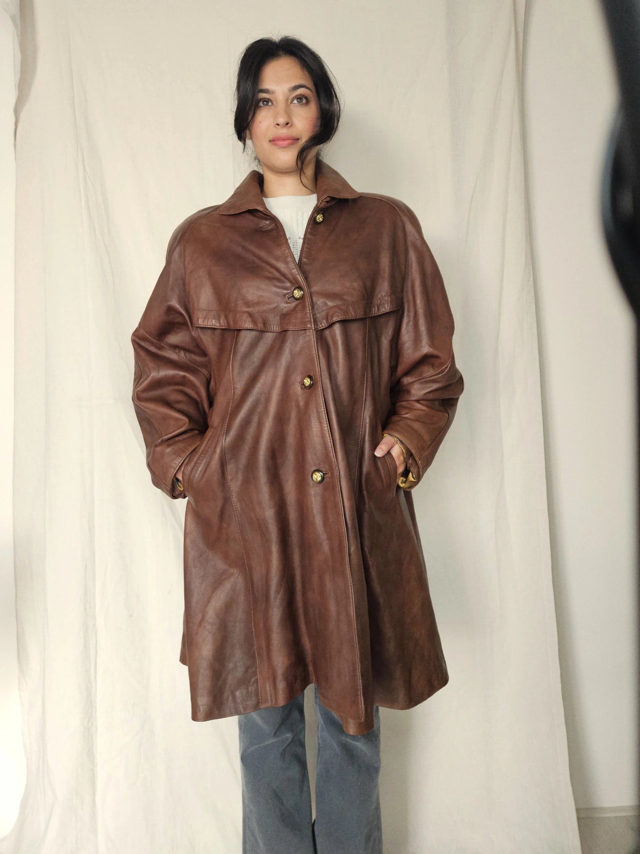 Leren vintage jas bruin | M