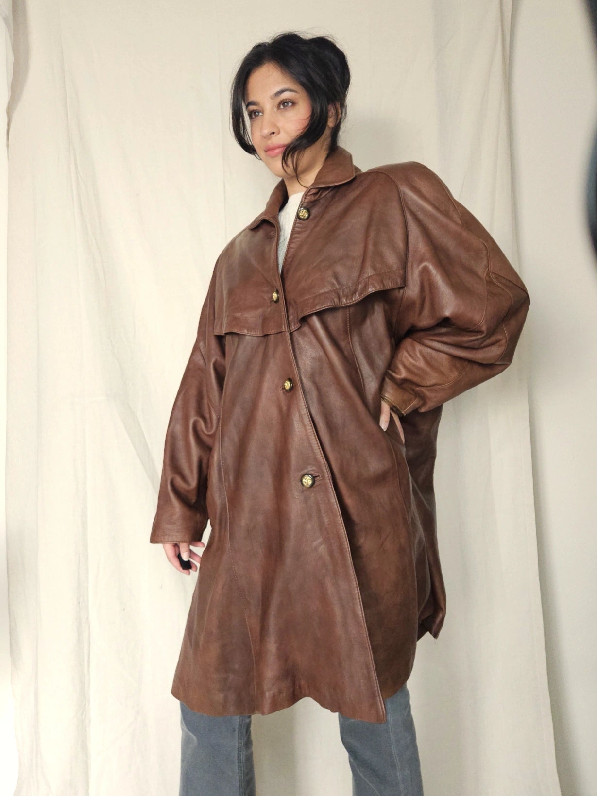 Leren vintage jas bruin | M