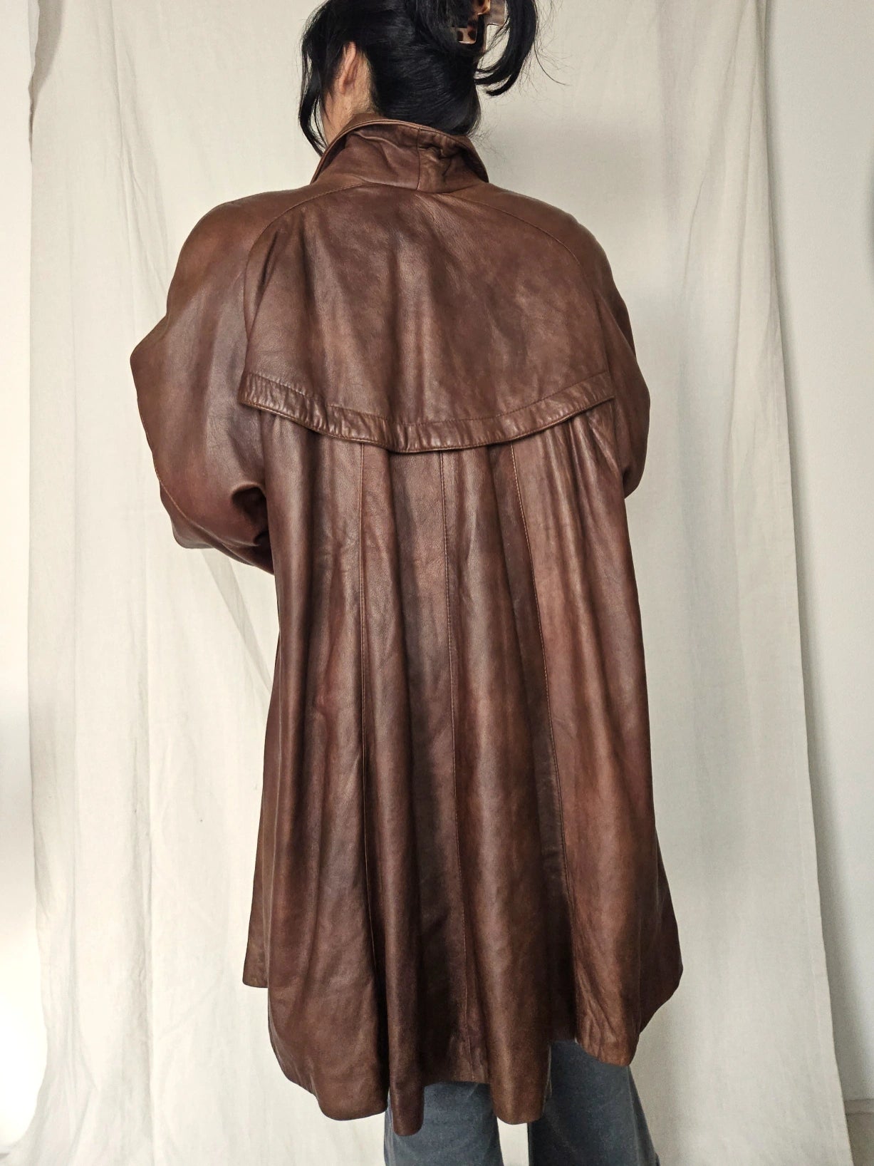 Leren vintage jas bruin | M