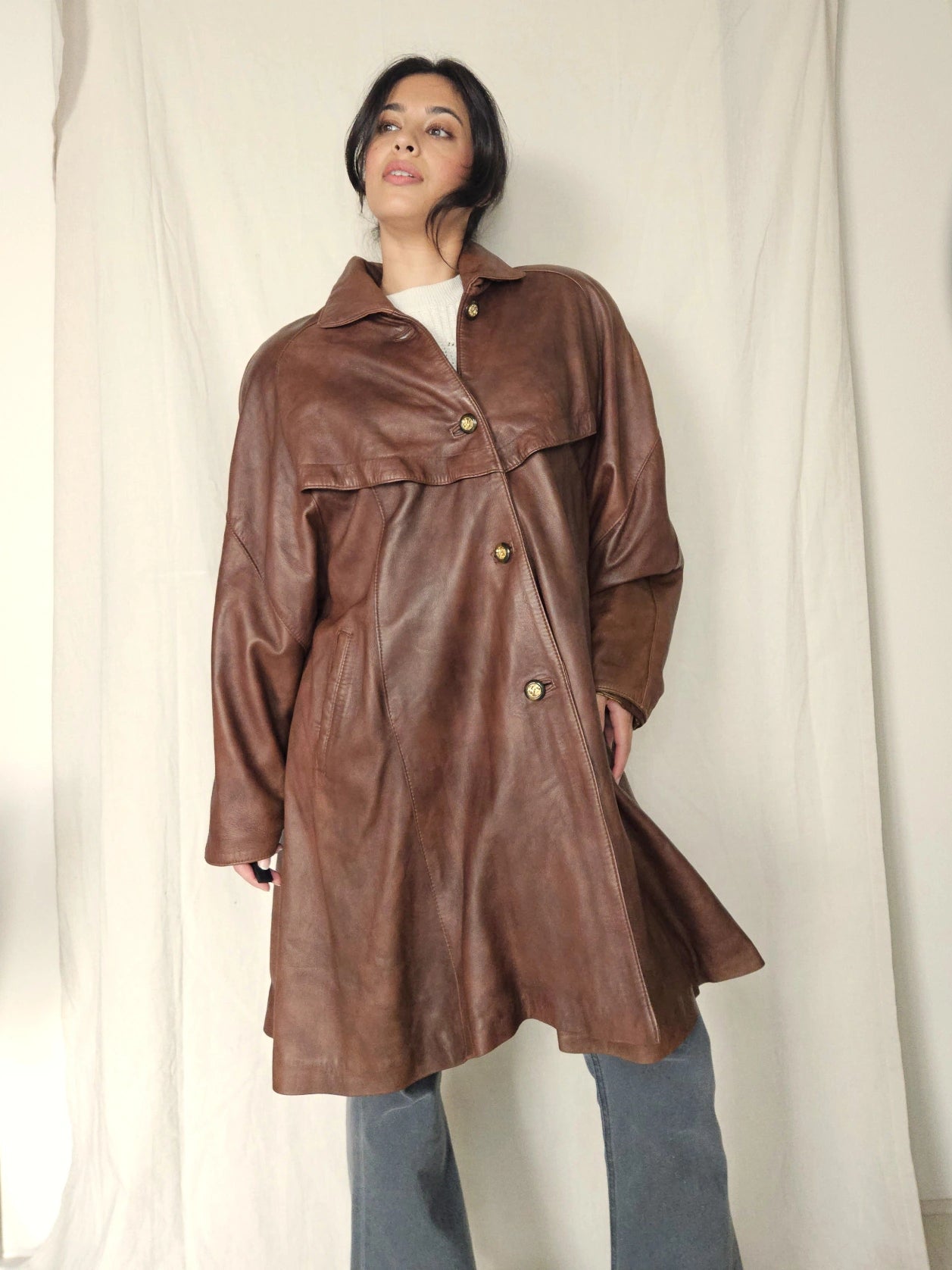 Leren vintage jas bruin | M