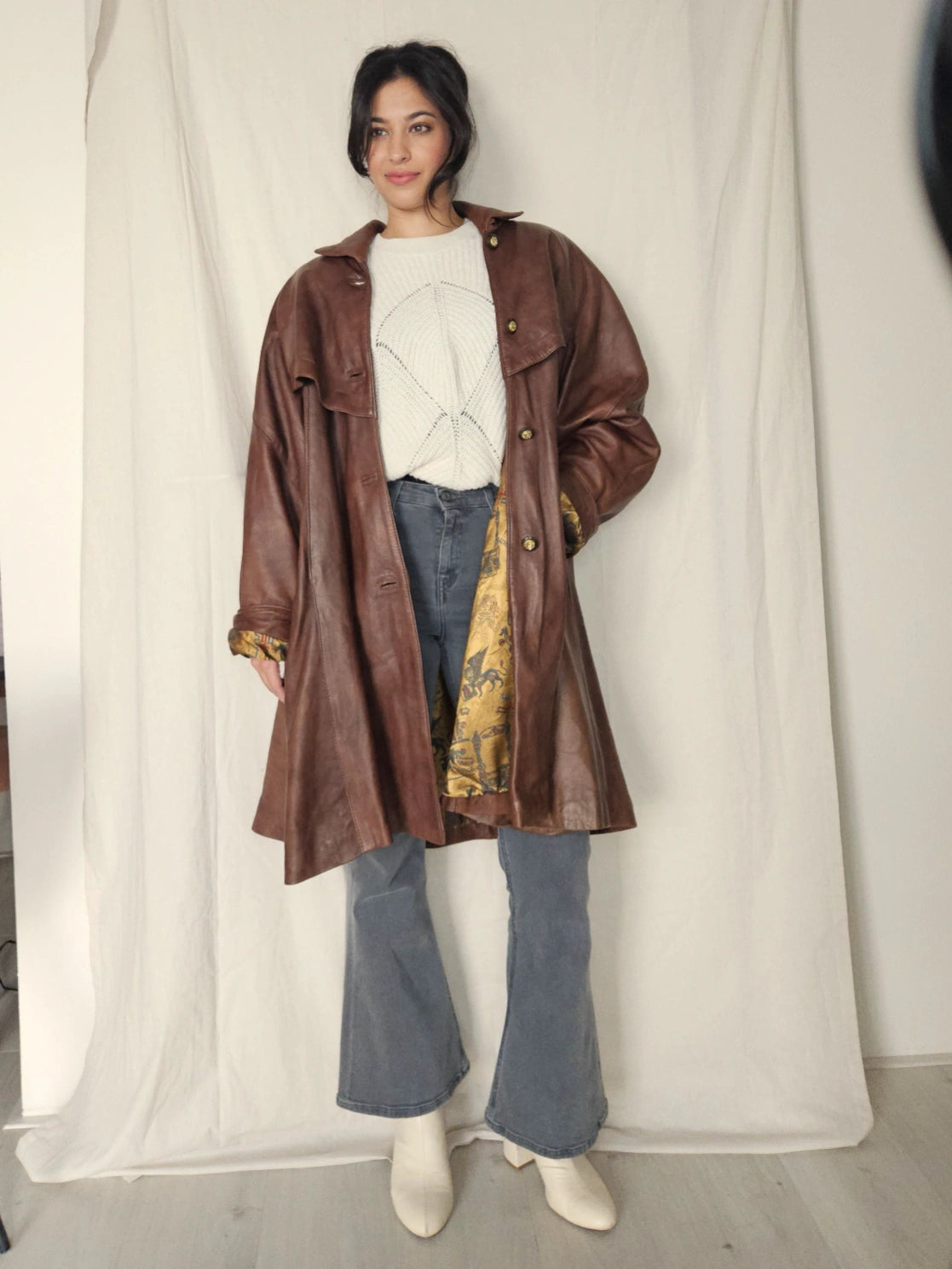 Leren vintage jas bruin | M