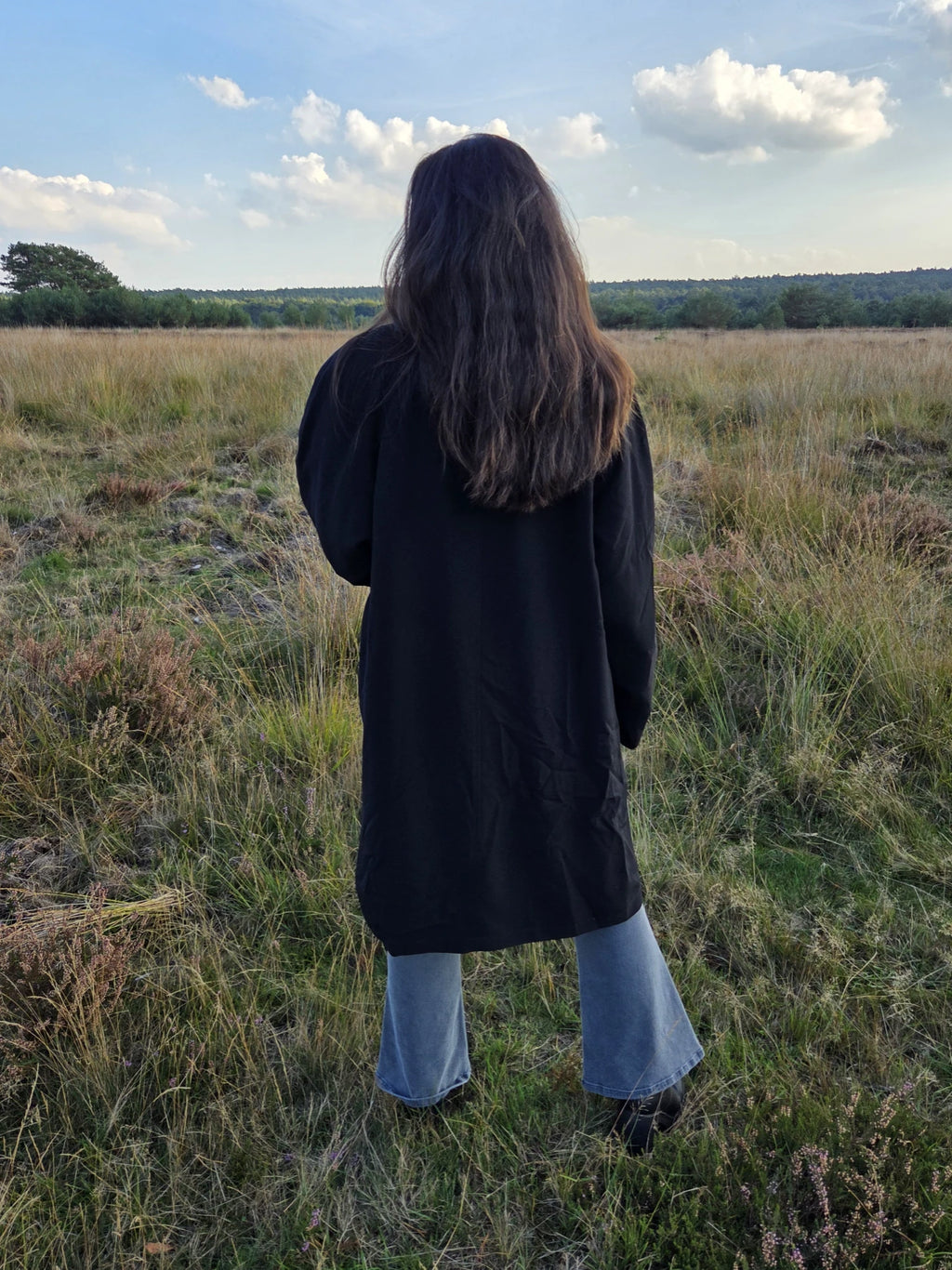 Zwarte vintage winterjas met verborgen rits | L