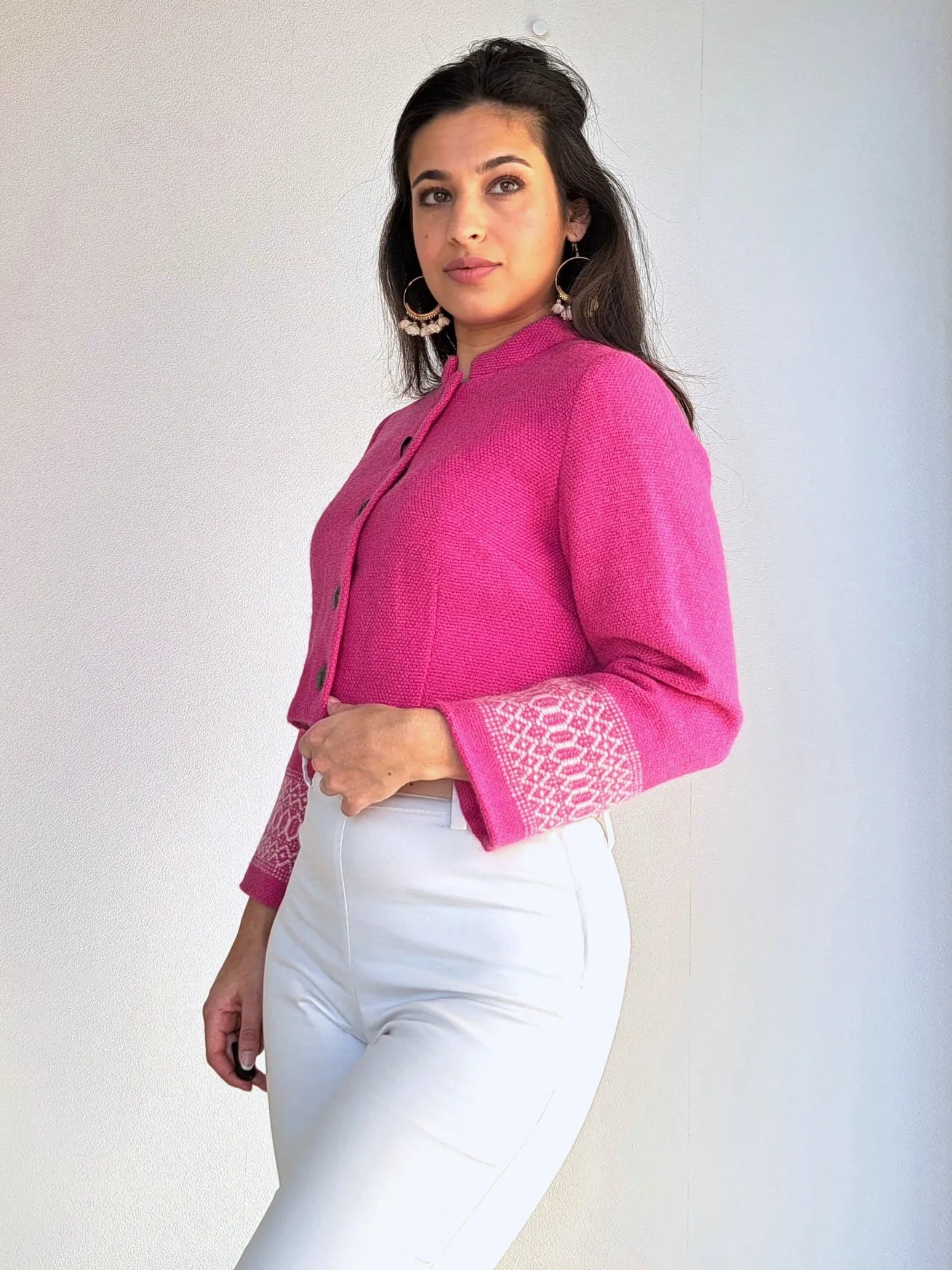 roze gebreid vintage jasje