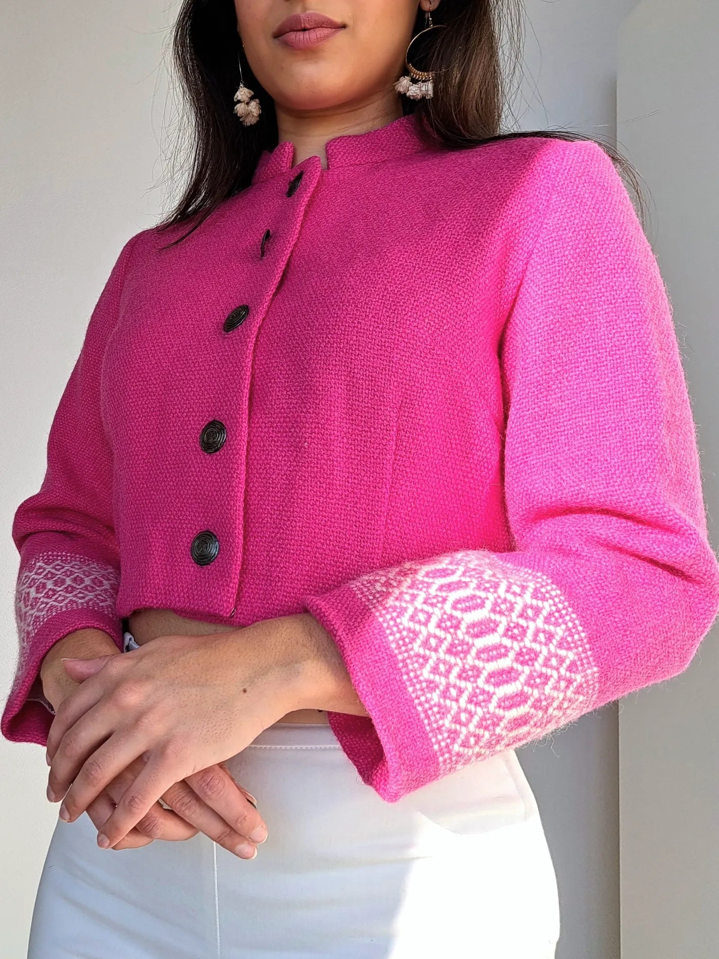 roze gebreid vintage jasje
