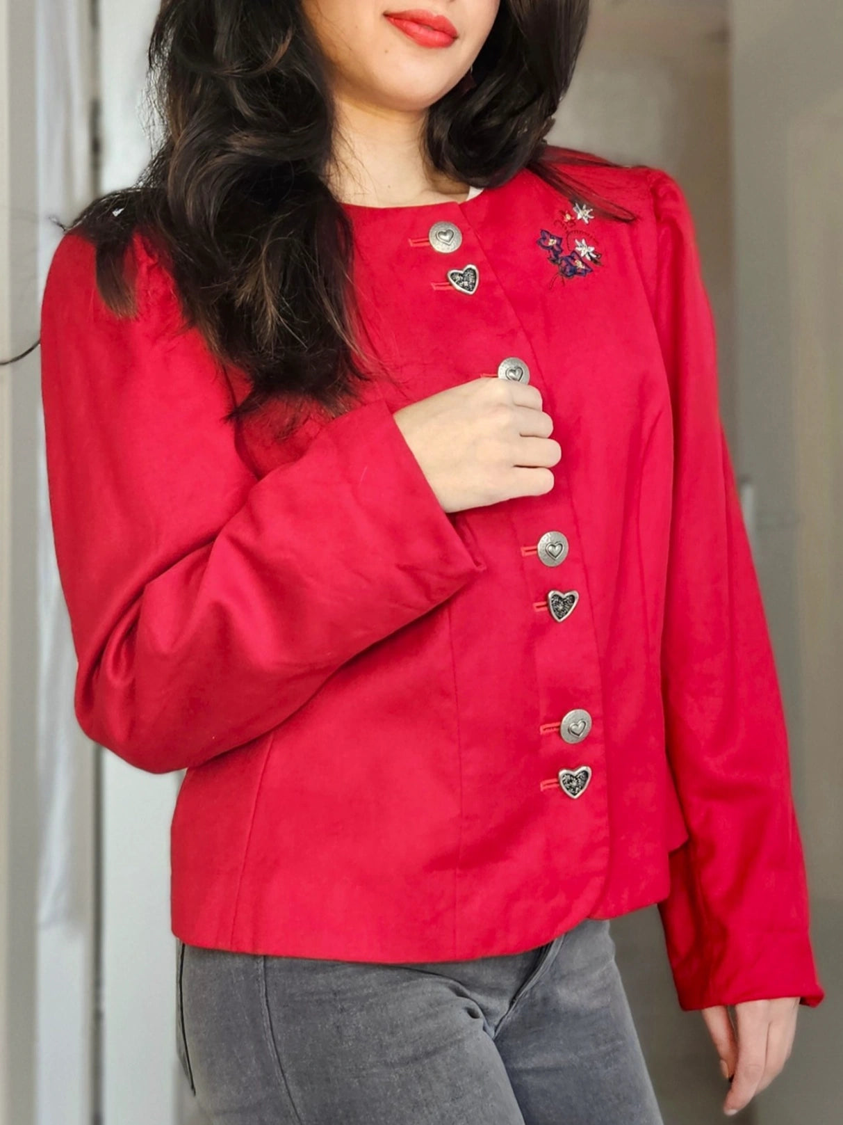 Rood wollen vintage jasje | M