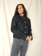 Donkergrijs wollen vintage jasje | L
