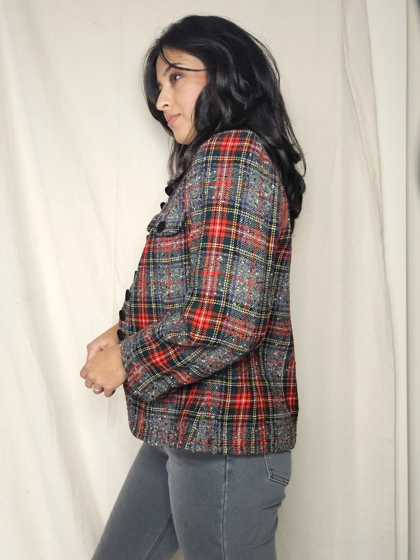 Wollen geruit vintage jasje | S