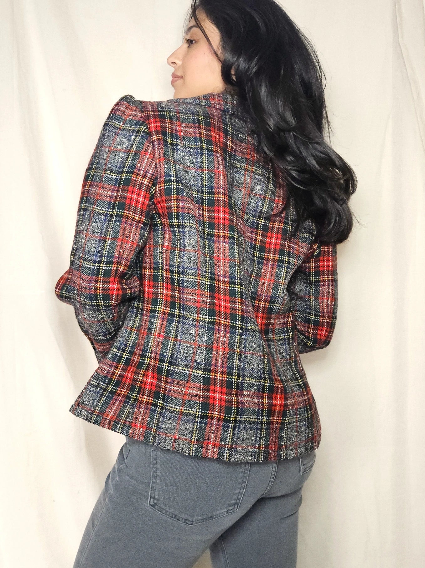 Wollen geruit vintage jasje | S