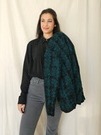 Donkergroen bouclé vintage jasje | S