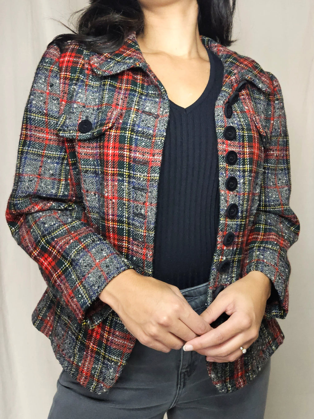 Wollen geruit vintage jasje | S