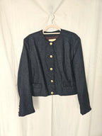 Donkergrijs wollen vintage jasje | L