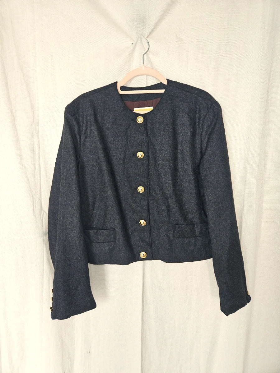 Donkergrijs wollen vintage jasje | L