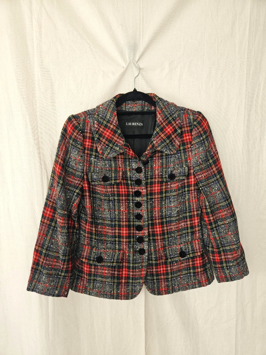 Wollen geruit vintage jasje | S