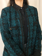Donkergroen bouclé vintage jasje | S