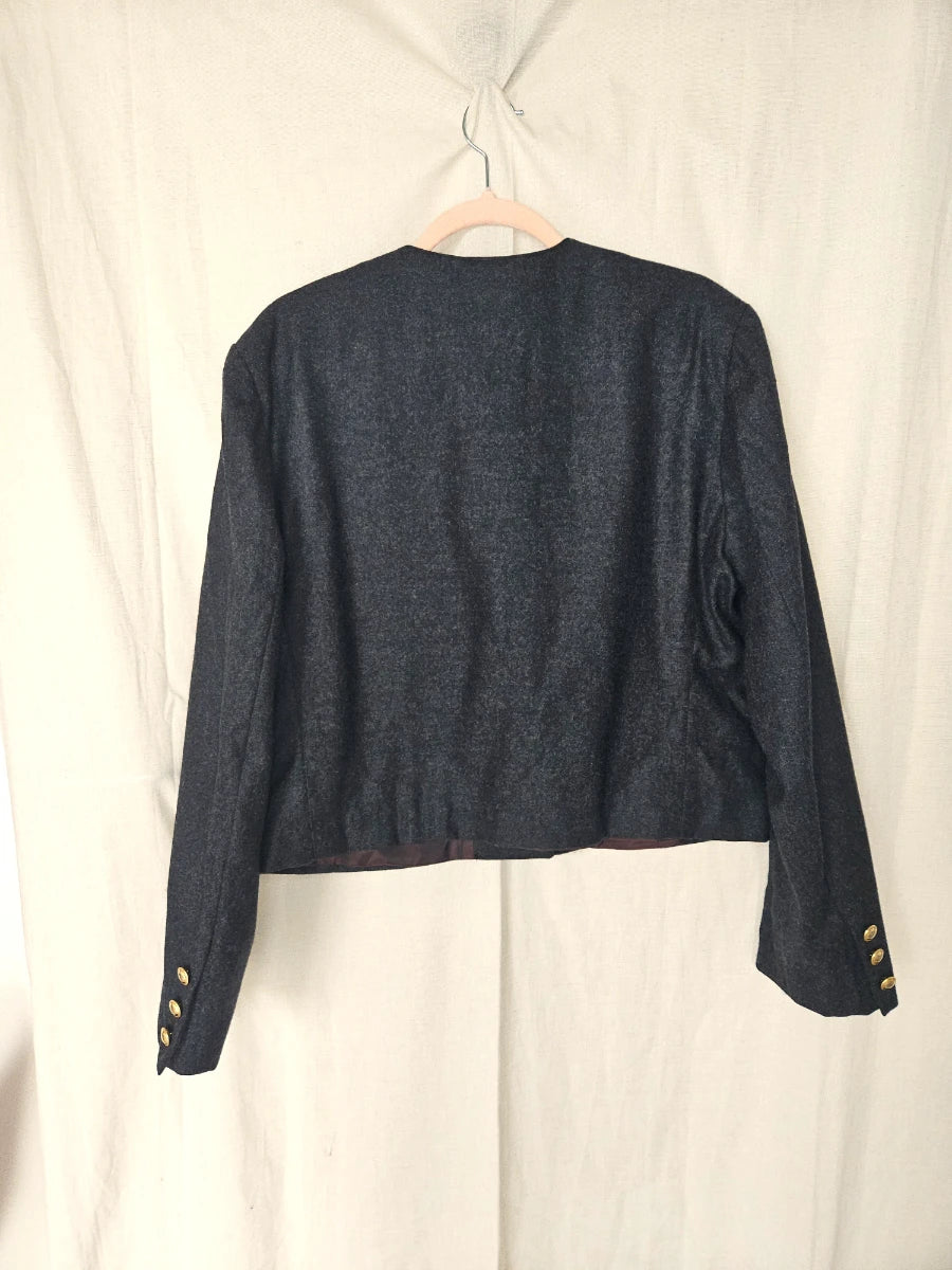 Donkergrijs wollen vintage jasje | L