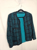 Donkergroen bouclé vintage jasje | S